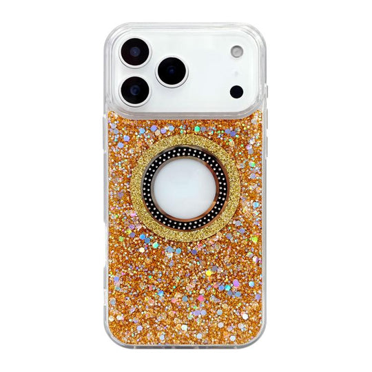 For iPhone 18 Pro Max / 17 Pro Max Hollow Sequins Glitter MagSafe Electroplating Phone Case(Gold)