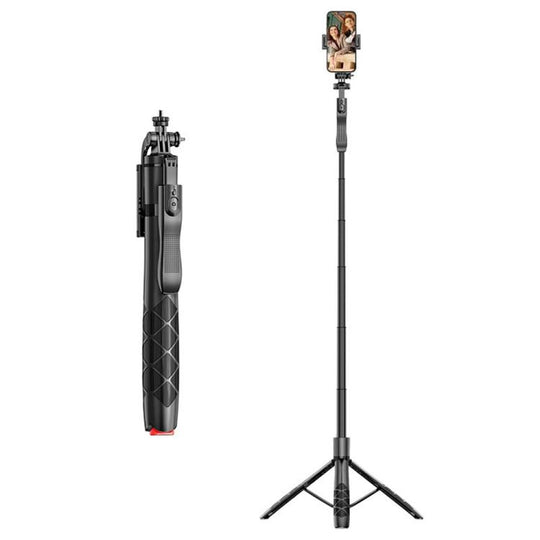 L16TT Auto Pop Up Tripod Anti Shake Floor Stand Aluminum Alloy Pole Extendable Selfie Stick