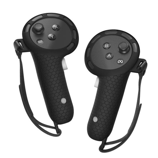 For Meta Quest 3 / 3S No Disassembly Required Honeycomb Silicone Handle Protective Cover(Black)