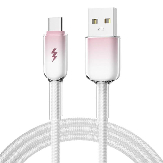 ENKAY 60W USB to Type-C Gradient Color Nylon Braided Fast Charging Data Cable, Length:1m(Pink)