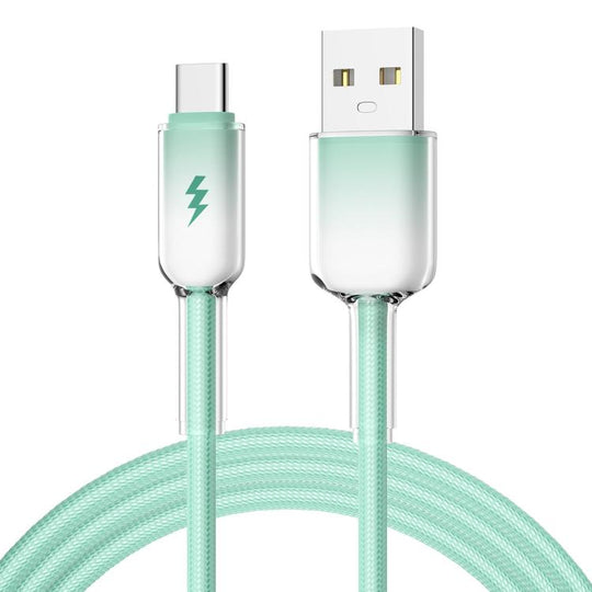 ENKAY 60W USB to Type-C Gradient Color Nylon Braided Fast Charging Data Cable, Length:1m(Green)