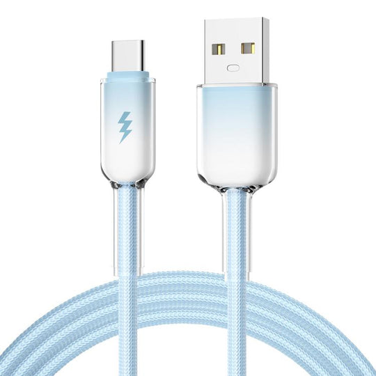 ENKAY 60W USB to Type-C Gradient Color Nylon Braided Fast Charging Data Cable, Length:2m(Light Blue)