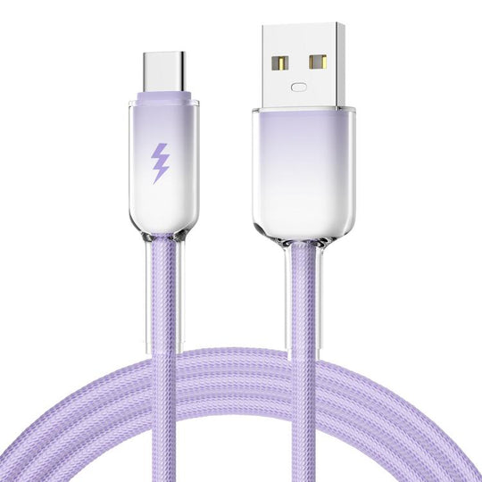 ENKAY 60W USB to Type-C Gradient Color Nylon Braided Fast Charging Data Cable, Length:2m(Purple)