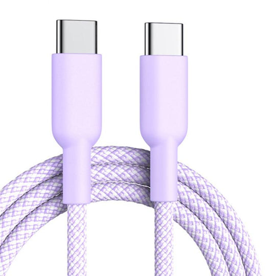 ENKAY ENK-CB182 PD60W Type-C to Type-C Nylon Braided Charging Data Cable, Length:3m(Purple)