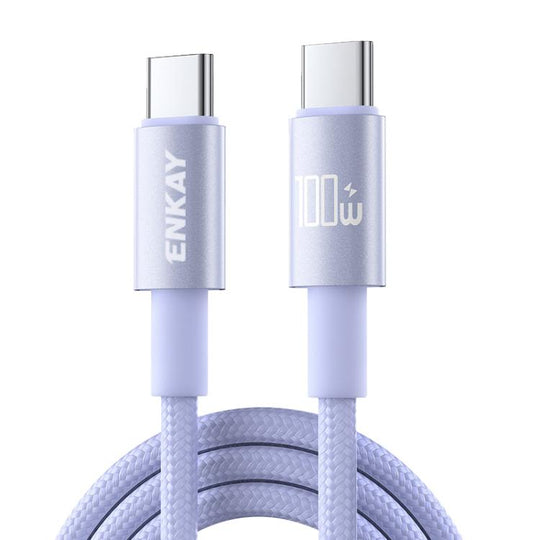 ENKAY PD100W USB-C / Type-C to Type-C Nylon Braided Fast Charging Cable with E-Marker Chip, Length:2m(Purple)
