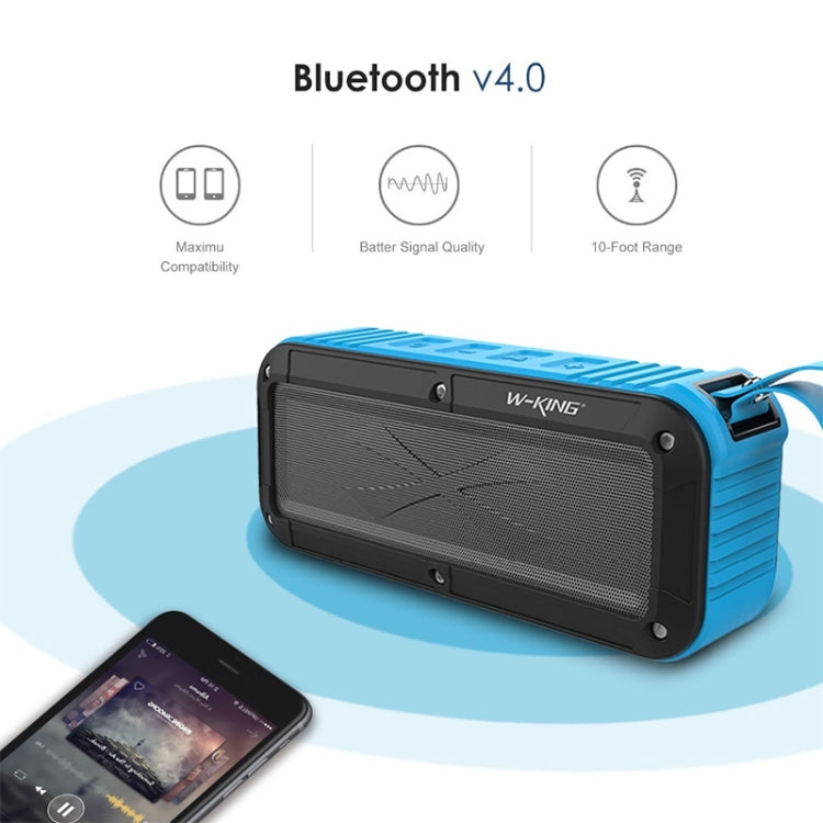 W-KING S20 Loudspeakers IPX6 Waterproof Bluetooth Speaker Portable NFC Bluetooth Speaker for Outdoors / Shower / Bicycle FM Radio (Green) - Waterproof Speaker by W-KING | Online Shopping UK | buy2fix