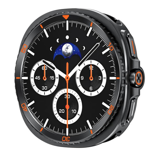 For Galaxy Watch9 / 8 40mm Transform Into Watch8 Classic Metal Watch Protective Case(Black Orange Oil)