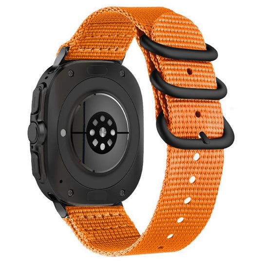 For Galaxy Watch Ultra2 2026 / 2025 / 1 2024 Dual Ring Black Buckle Single Color Nylon Watch Band(Orange)