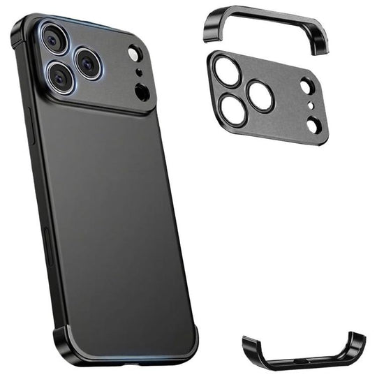 For iPhone 17 Pro Max Ultra-thin Frameless Titanium Alloy Four Corner Shockproof Phone Case(Black)