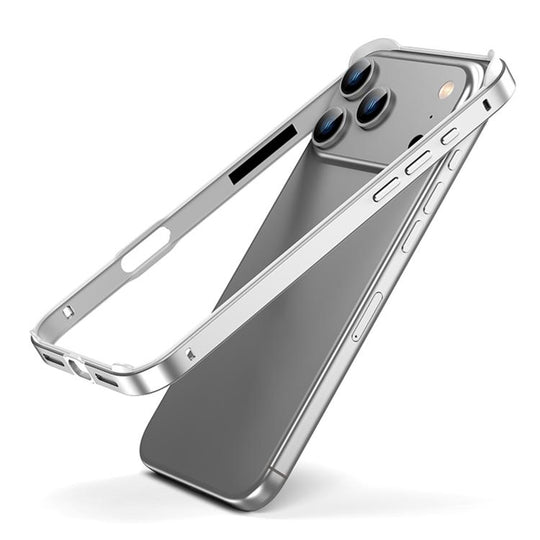 For iPhone 18 Pro Max / 17 Pro Max Metal Hybrid Silicone Four-Corner Shockproof Cooling Phone Frame Case(White vinyl + Silver)