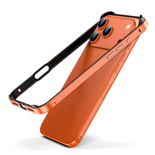 For iPhone 18 Pro Max / 17 Pro Max Metal Hybrid Silicone Four-Corner Shockproof Cooling Phone Frame Case(Black vinyl + Orange)