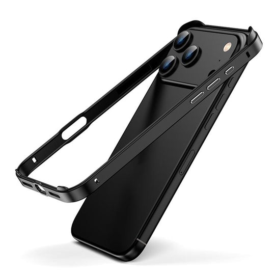 For iPhone 18 Pro Max / 17 Pro Max Metal Hybrid Silicone Four-Corner Shockproof Cooling Phone Frame Case(Black vinyl + Black)