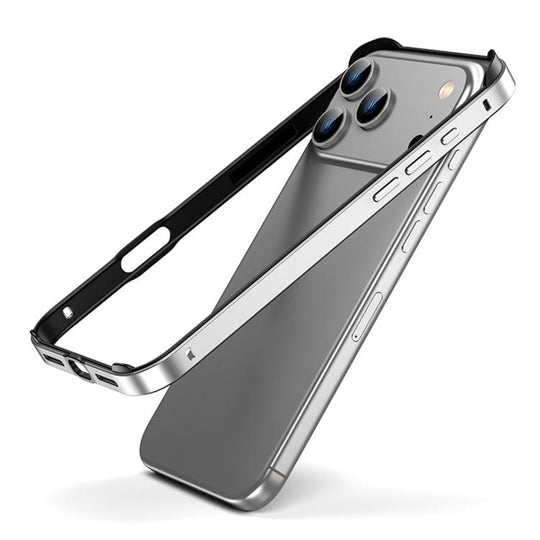 For iPhone 18 Pro Max / 17 Pro Max Metal Hybrid Silicone Four-Corner Shockproof Cooling Phone Frame Case(Black vinyl + Silver)