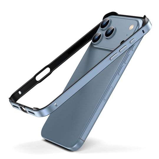 For iPhone 18 Pro Max / 17 Pro Max Metal Hybrid Silicone Four-Corner Shockproof Cooling Phone Frame Case(Black vinyl + Peak Blue)