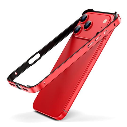 For iPhone 18 Pro Max / 17 Pro Max Metal Hybrid Silicone Four-Corner Shockproof Cooling Phone Frame Case(Black vinyl + Red)