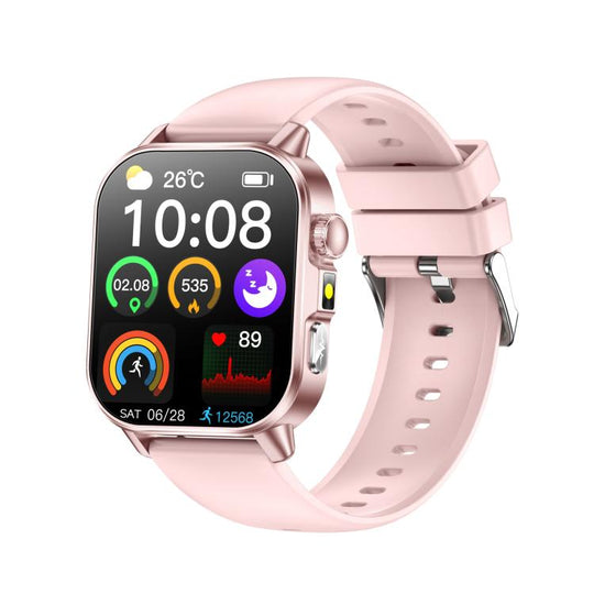 ET571 2.0 inch Color Screen BT Smart Watch Silicone Strap, Support Health Monitoring / ECG(Pink)