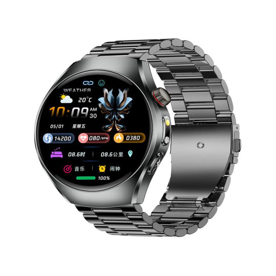 ET460 1.47 inch Color Screen BT Calling Smart Watch Steel Strap, Support Health Monitoring / ECG(Black)