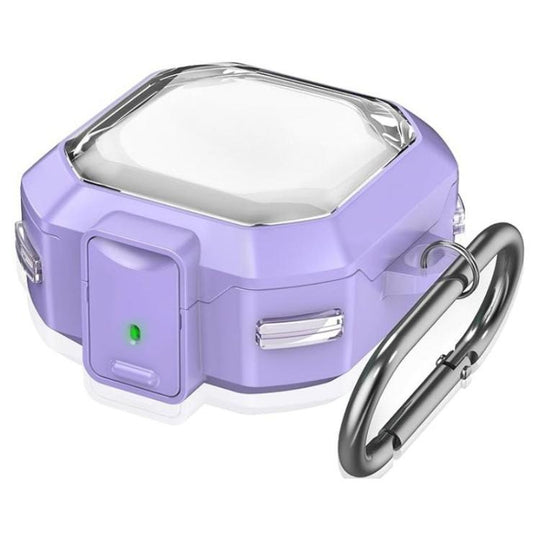 For Galaxy Buds Live / Pro / 2 / 2 Pro / FE / Core Half Transparent Snap Fit TPU Earphone Cover with Metal Buckle(Translucent Purple)