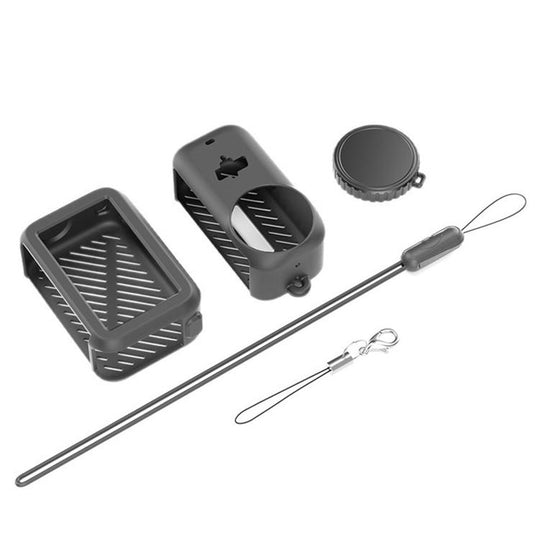 For DJI Osmo Nano Transmission Module & Lens & Body 3 in 1 Silicone Shockproof Protective Cover with Lanyard(Black)