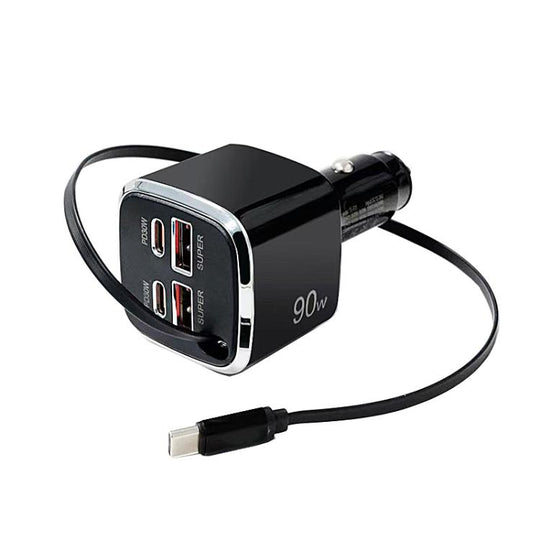F01 40cm Type-C Cable, PD3.0 and QC3.0 USB Multifunctional Car Charger(Black)