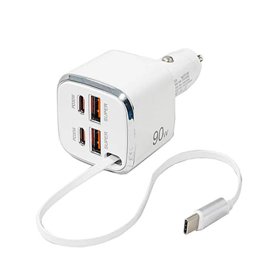 F01 40cm Type-C Cable, PD3.0 and QC3.0 USB Multifunctional Car Charger(White)