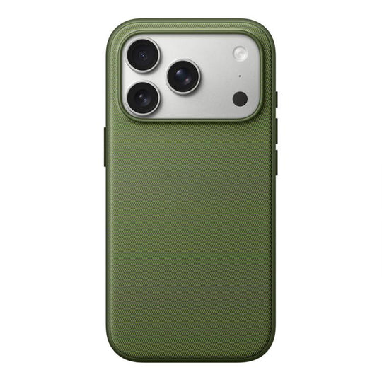 For iPhone 15 Pro Max Official Tech Fabric Texture Side-Adhesive TPU Magnetic Phone Case with Camera Button(Green)