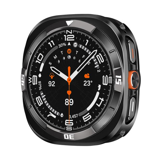 For Galaxy Watch Ultra2 2026 / 2025 / 1 2024 Time Pattern Metal Aluminium Alloy PC Watch Protective Case(Black White Oil)