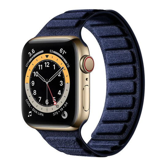 For Apple Watch 46mm / 49mm / 45mm / 44mm Square Magnetic Suede Watch Band(Navy Blue)