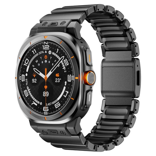 For Galaxy Watch Ultra2 2026 / 2025 / 1 2024 Magnetic Buckle Single-Bead Silicone Stainless Steel Watch Band(Black Black)