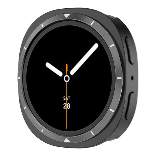 For Galaxy Watch9 / 8 40mm Metal Frame PC Back Cover Watch Protective Case(Black Border White Text)