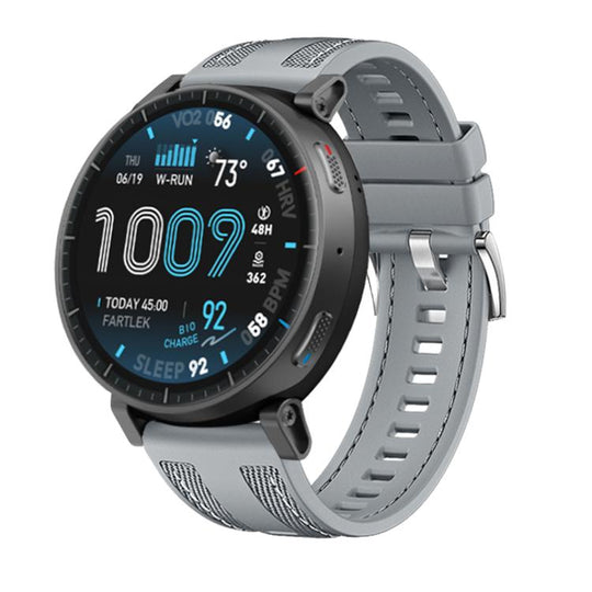 For Amazfit Active Max Composite Weave Nylon Silicone Watch Band(Grey)