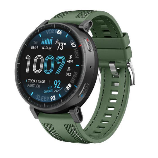 For Amazfit Active Max Composite Weave Nylon Silicone Watch Band(Spruce Green)