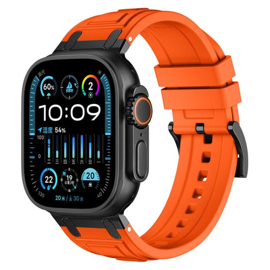 For Apple Watch 49mm / 46mm / 45mm / 44mm Triple-Layer Armour Silicone Watch Band(Orange)