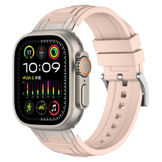 For Apple Watch 42mm / 41mm / 40mm / 38mm Triple-Layer Armour Silicone Watch Band(Pink Sand)