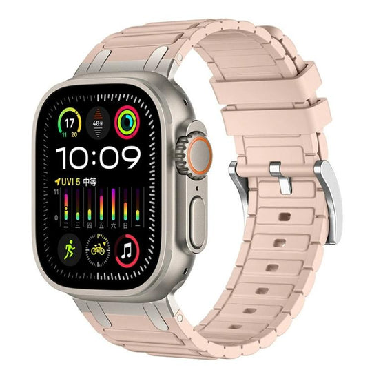 For Apple Watch 42mm / 41mm / 40mm / 38mm Reinforced I-Shape Texture Silicone Watch Band(Pink Sand)