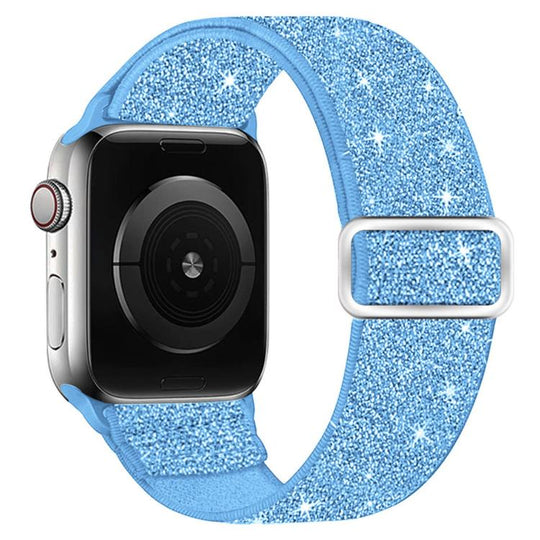 For Apple Watch 42mm / 41mm / 40mm / 38mm Glitter Elastic Nylon Watch Band(Light Blue)