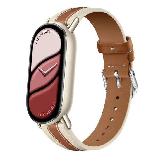For Xiaomi Smart Band 11 / 10 / 9 / 8 Composite Stitching Genuine Leather Watch Band(Saddle Brown)