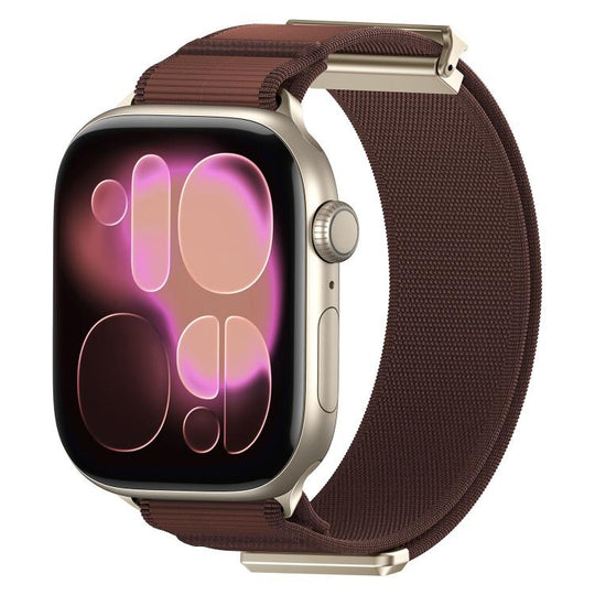 For Apple Watch 42mm / 41mm / 40mm / 38mm Double-Jointed Magnetic Metal-Tip Nylon Watch Band(Terracotta)