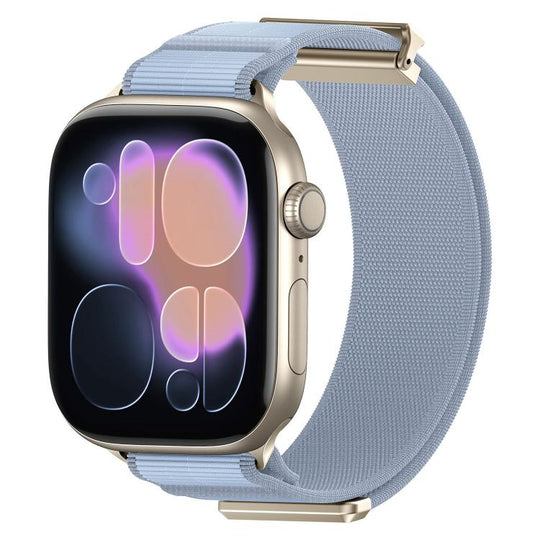For Apple Watch 42mm / 41mm / 40mm / 38mm Double-Jointed Magnetic Metal-Tip Nylon Watch Band(Light Blue)