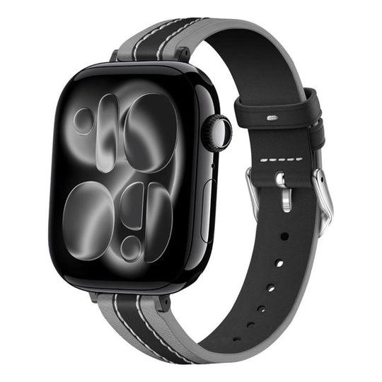 For Apple Watch 42mm / 41mm / 40mm / 38mm Composite Stitching Genuine Leather Watch Band(Modern Black)
