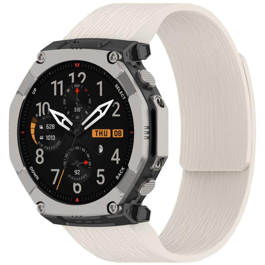For Amazfit T-Rex Ultra 2 Pleated Texture Magnetic Silicone Watch Band(Starlight)