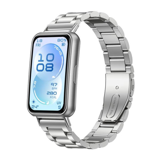For Huawei Band 11 / Band 11 Pro Three Beads Stainless Steel Metal Watch Band(Silver)