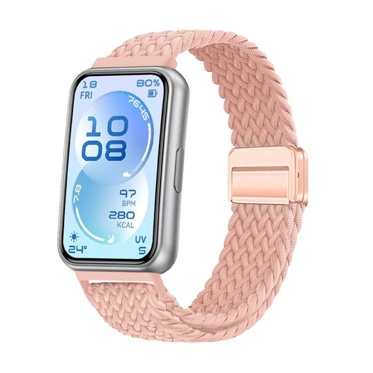 For Huawei Band 11 / Band 11 Pro Magnetic Buckle Elastic Nylon Braided Watch Band(Pink)