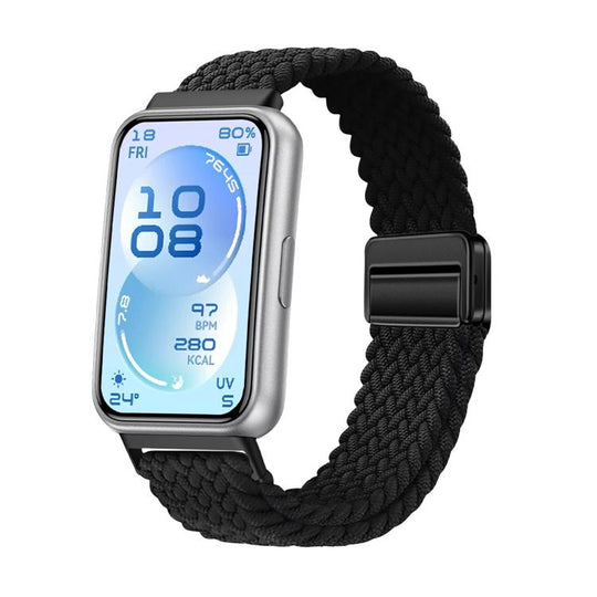 For Huawei Band 11 / Band 11 Pro Magnetic Buckle Elastic Nylon Braided Watch Band(Black)