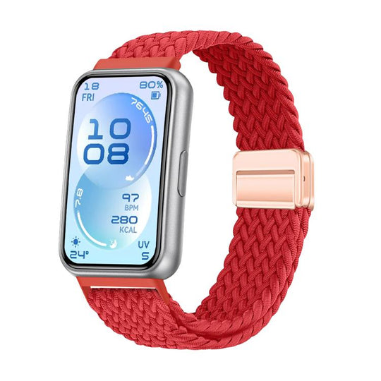 For Huawei Band 11 / Band 11 Pro Magnetic Buckle Elastic Nylon Braided Watch Band(Red)