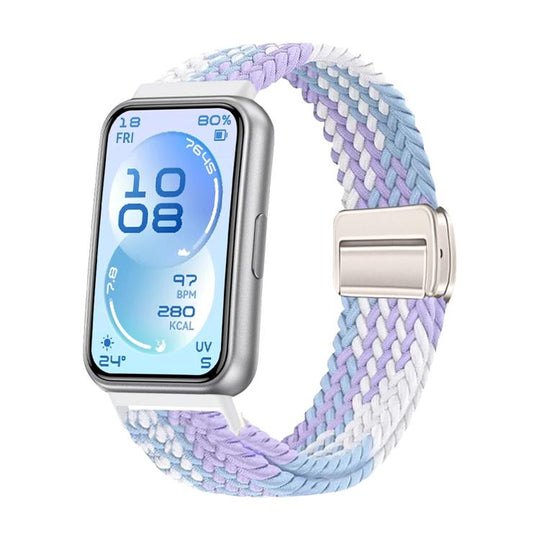 For Huawei Band 11 / Band 11 Pro Magnetic Buckle Elastic Nylon Braided Watch Band(Violet)