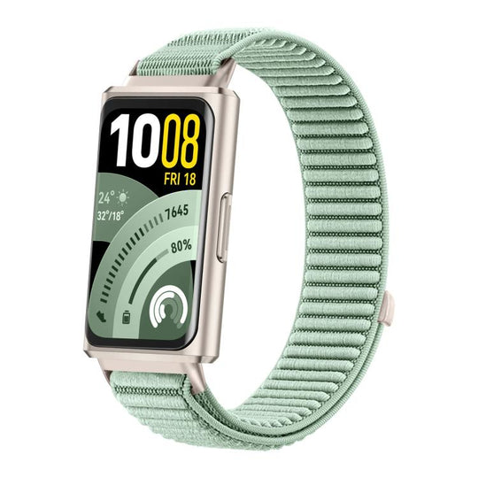For Huawei Band 11 / Band 11 Pro Woven Nylon Hook And Loop Fastener Metal Interface Watch Band(Aqua Blue)