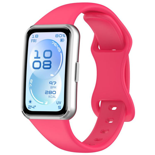 For Huawei Band 11 / Band 11 Pro Slim Butterfly Clasp Solid Color Silicone Watch Band(Barrel Pink)