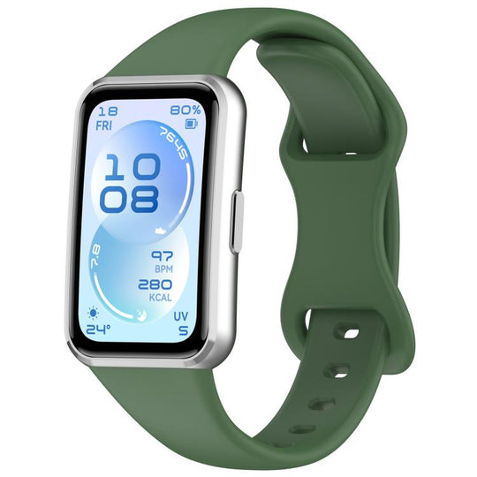 For Huawei Band 11 / Band 11 Pro Slim Butterfly Clasp Solid Color Silicone Watch Band(Meadow Green)