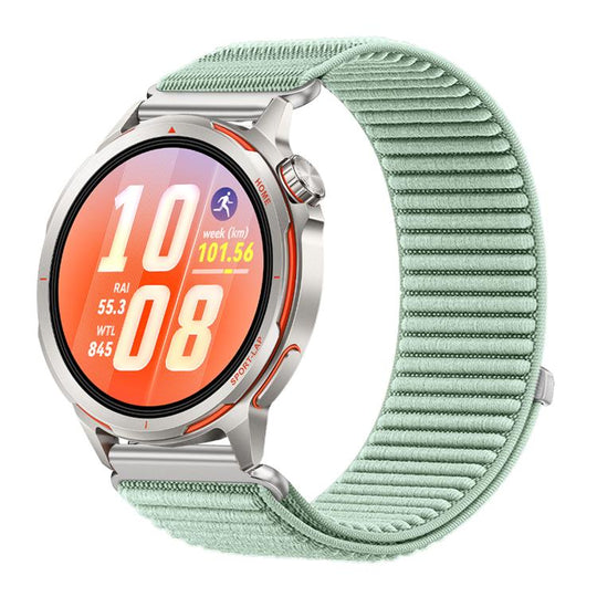 For Huawei Watch GT Runner 2 Woven Nylon Hook And Loop Fastener Metal Interface Watch Band(Aqua Blue)